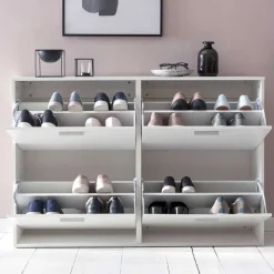 120x81x24 Schuhschrank mit 4 Klappen - Tudan