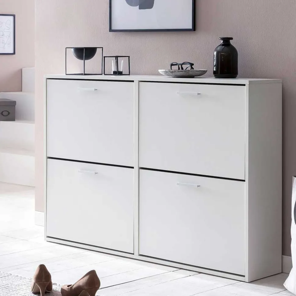 120x81x24 Schuhschrank mit 4 Klappen - Tudan