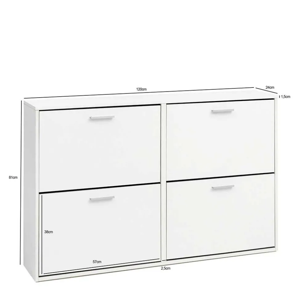120x81x24 Schuhschrank mit 4 Klappen - Tudan