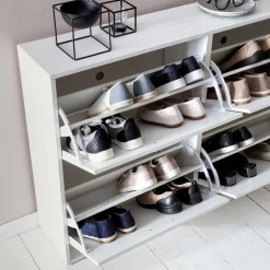 120x81x24 Schuhschrank mit 4 Klappen - Tudan