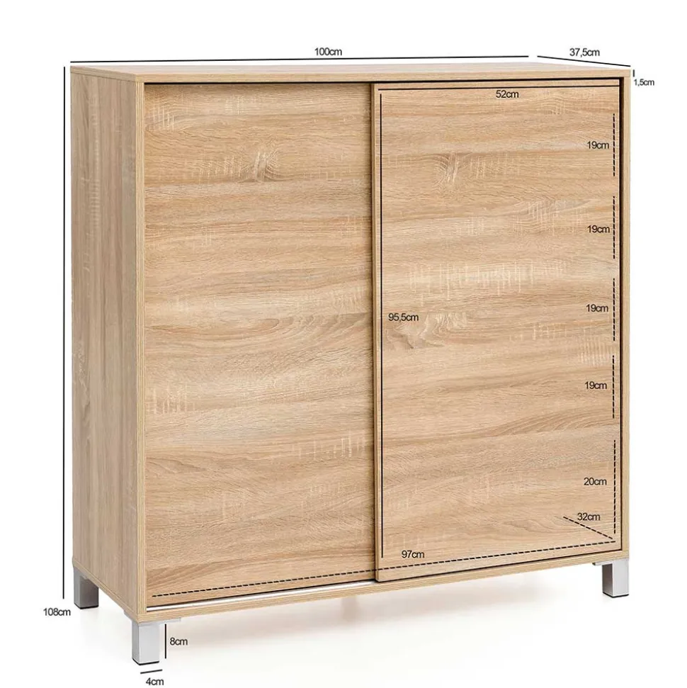 100x108x38 Schuhschrank mit Schiebetüren - Mavricara