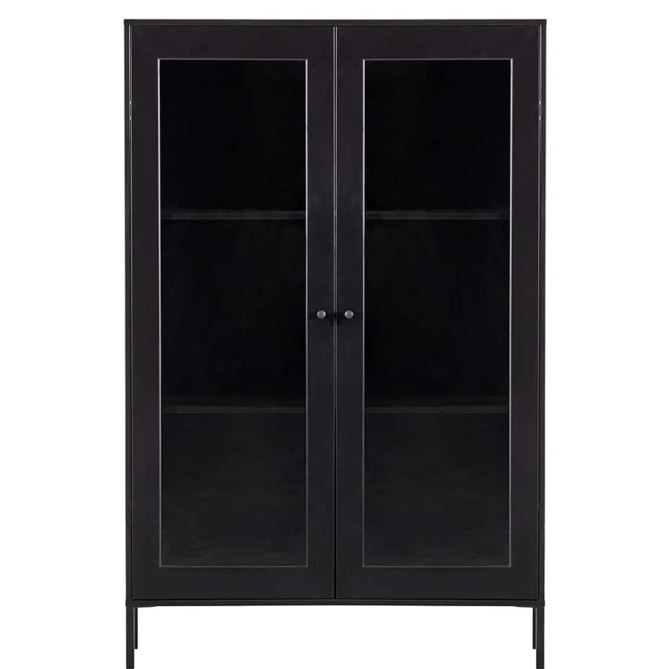 100x155x40 Schwarze Vitrine mit Doppeltür - Neptunus