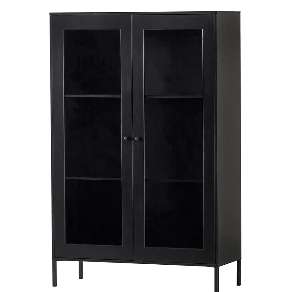 100x155x40 Schwarze Vitrine mit Doppeltür - Neptunus