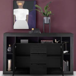 172x102x42 Schwarzes Sideboard in Holzoptik - Bihar