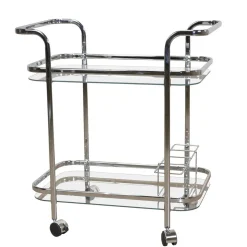 69x75x44 Servierwagen aus Glas & Chrom - Malga