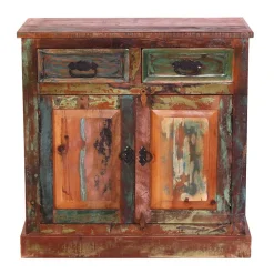 80x80x40 Shabby Chic Kommode in Braun Bunt - Jamaica