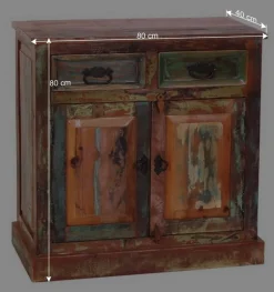 80x80x40 Shabby Chic Kommode in Braun Bunt - Jamaica