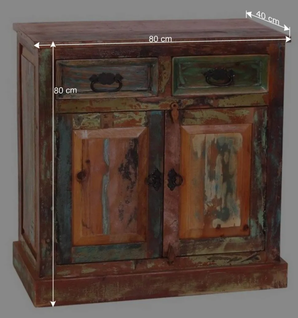 80x80x40 Shabby Chic Kommode in Braun Bunt - Jamaica