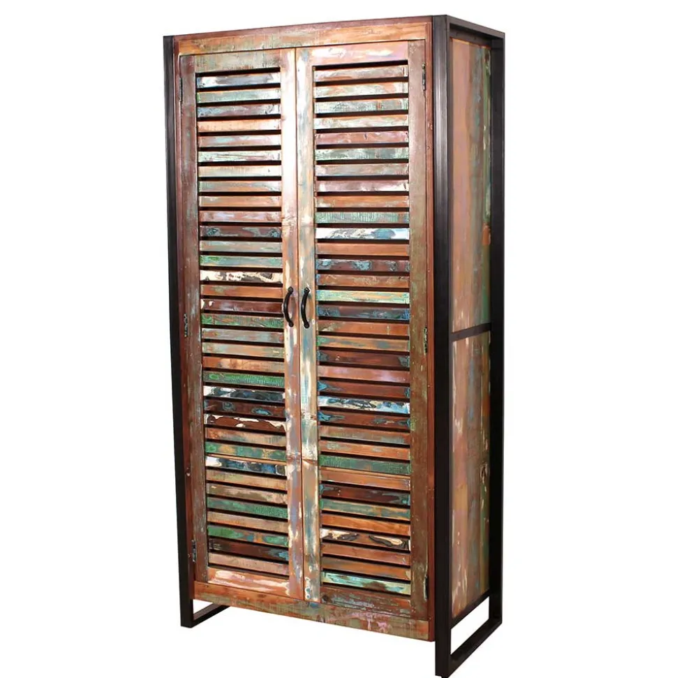 90x180x45 Shabby Chic Schrank mit 2 Lamellentüren - Vosbadus