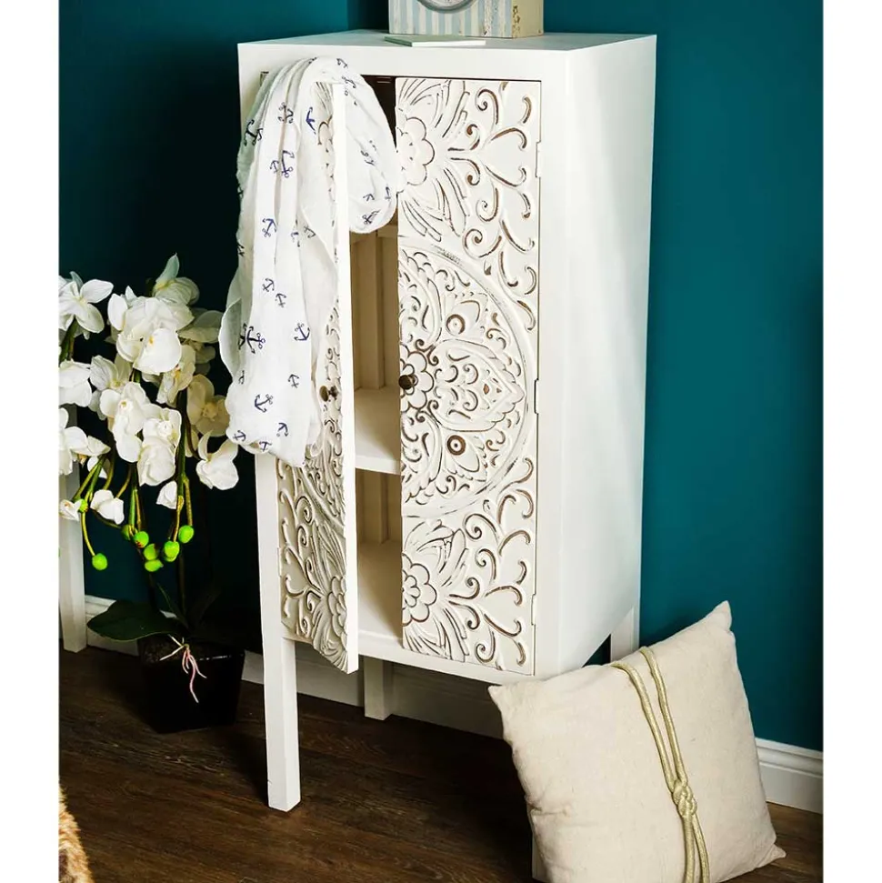 50x121x36 Shabby Chic Schrank mit Ornament Muster - Acacio