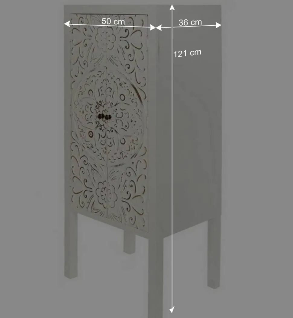 50x121x36 Shabby Chic Schrank mit Ornament Muster - Acacio