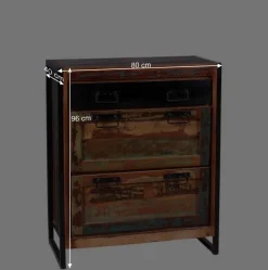 80x96x40 Shabby Schuhschrank mehrfarbig - Ensley