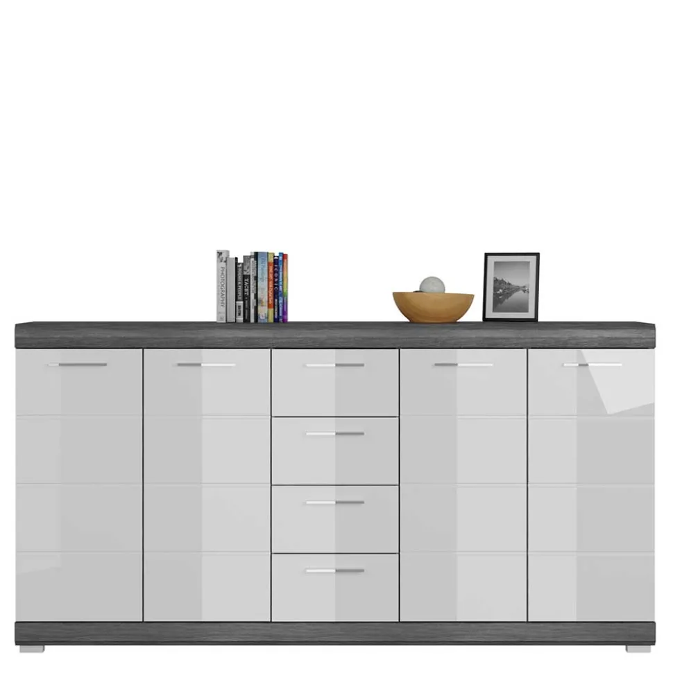 165x85x37 Sideboard in Weiß HG & Grau - Nancys