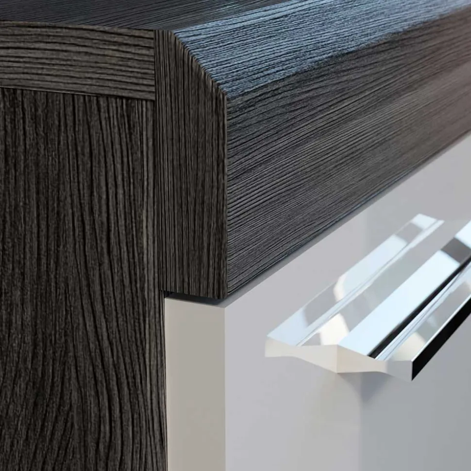 165x85x37 Sideboard in Weiß HG & Grau - Nancys