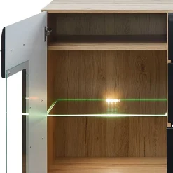 170x93x40 Sideboard mit Glas in Schwarz & Wildeiche - Kandu