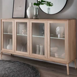 178x82x42 Sideboard mit Glastüren & LED Licht - Lamia