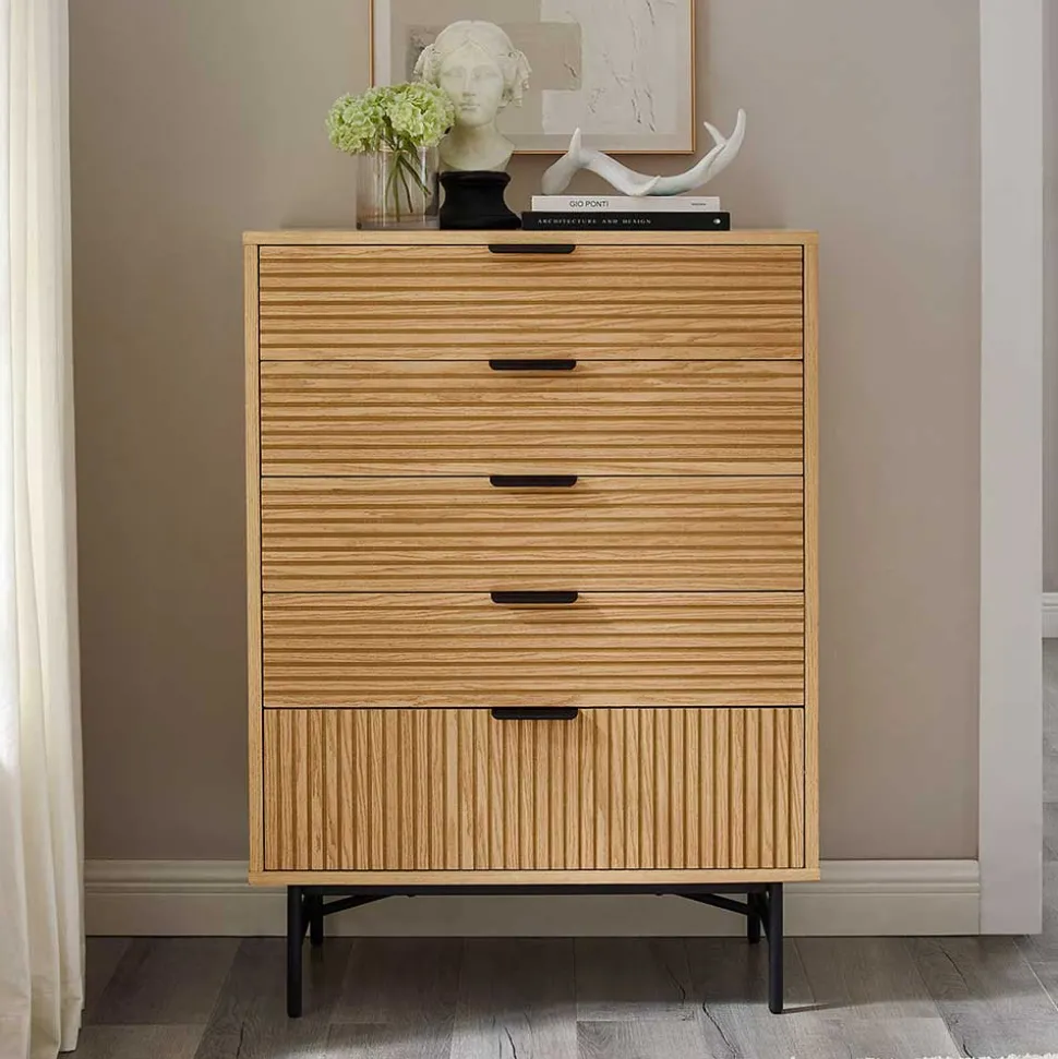 80x113x40 Skandi Hochkommode in Eiche - Piassona