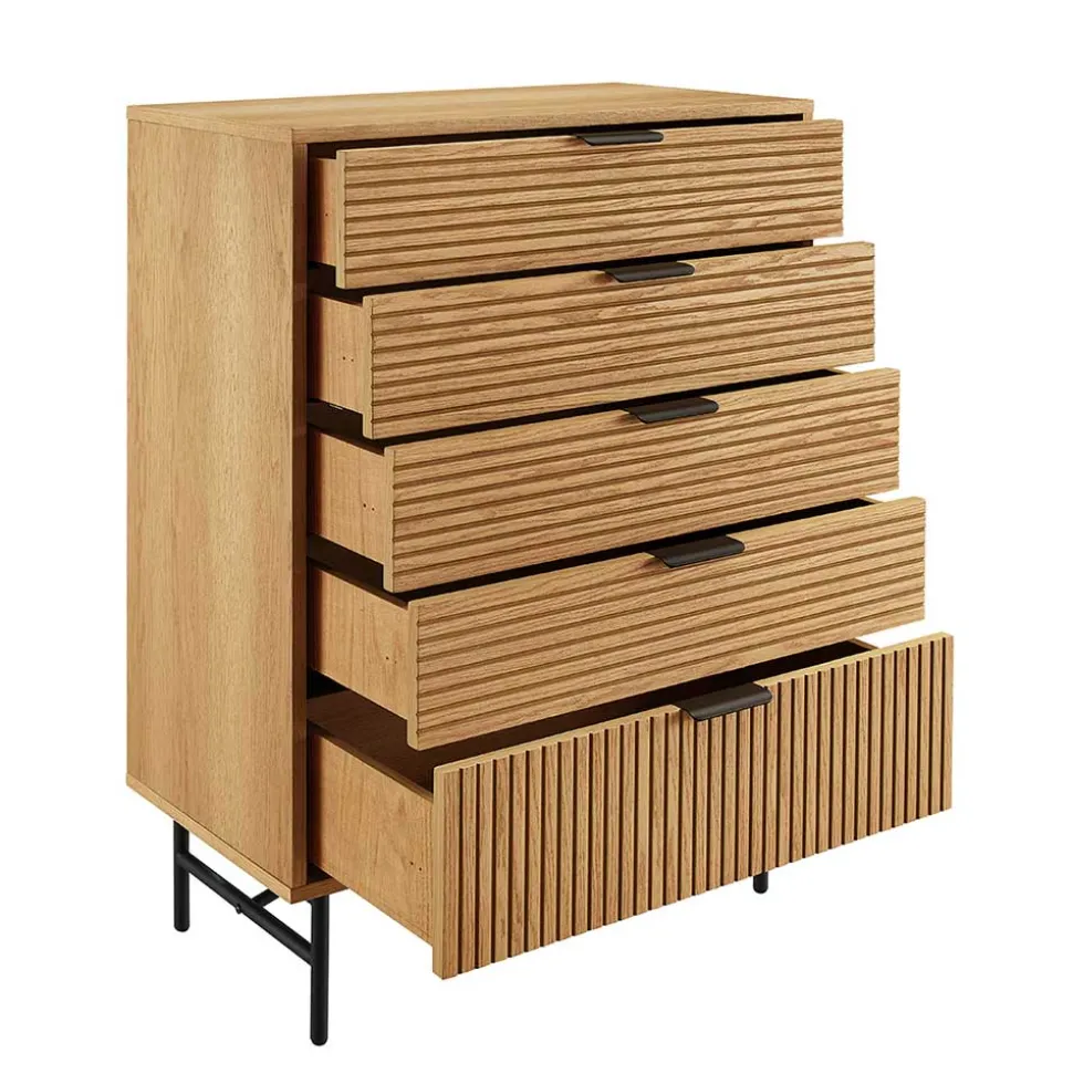 80x113x40 Skandi Hochkommode in Eiche - Piassona