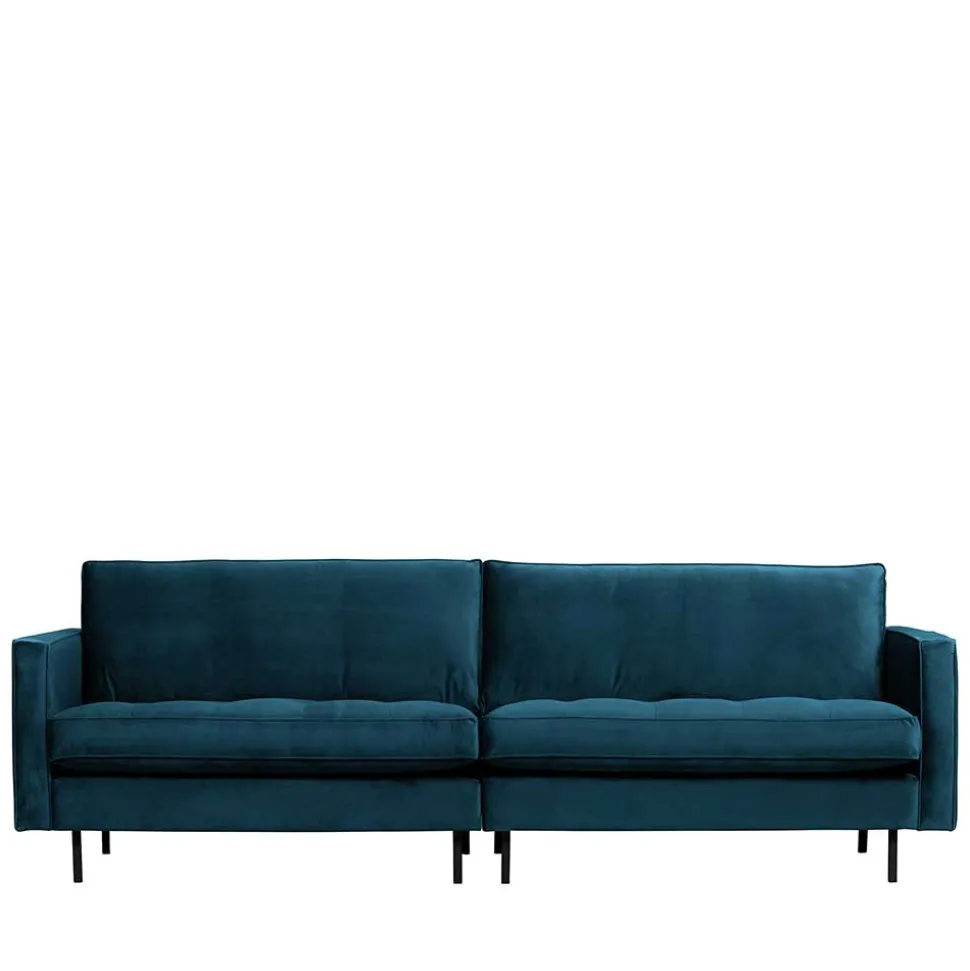 275x83x88 Sofa mit blauem Bezug aus Samt - Cumagon