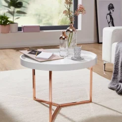 59x42x59 Sofatisch in Weiß & Kupfer - Mamoud