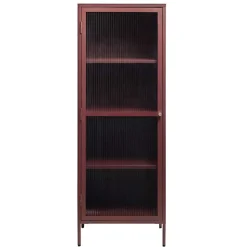 58x160x40 Stahl Vitrinenschrank in Dunkelrot - Enno