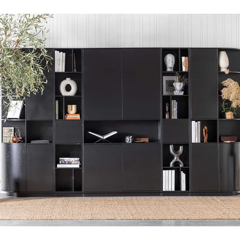 40x210x40 Standregal in Schwarz aus Kiefer - Niwidus