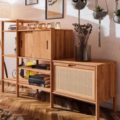 190x123x46 Stufiges Regal mit Schiebetüren - Indrya