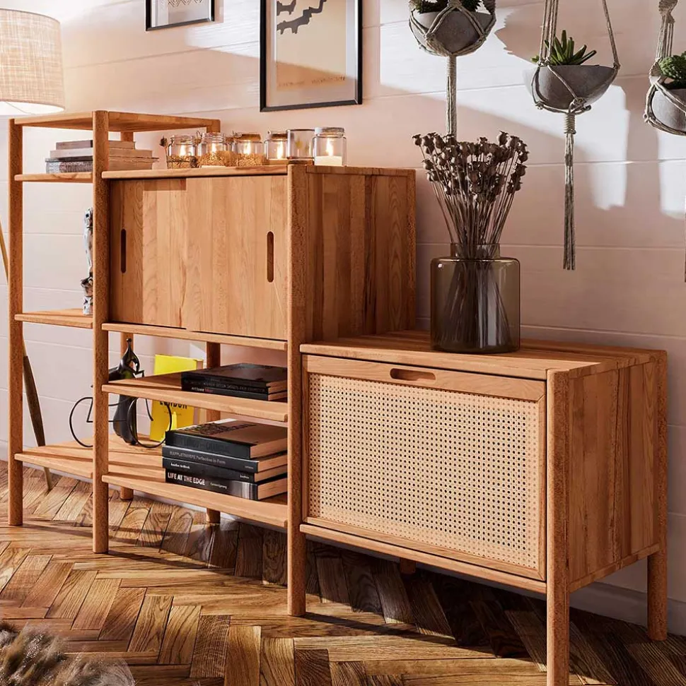 190x123x46 Stufiges Regal mit Schiebetüren - Indrya