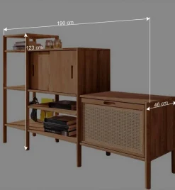 190x123x46 Stufiges Regal mit Schiebetüren - Indrya