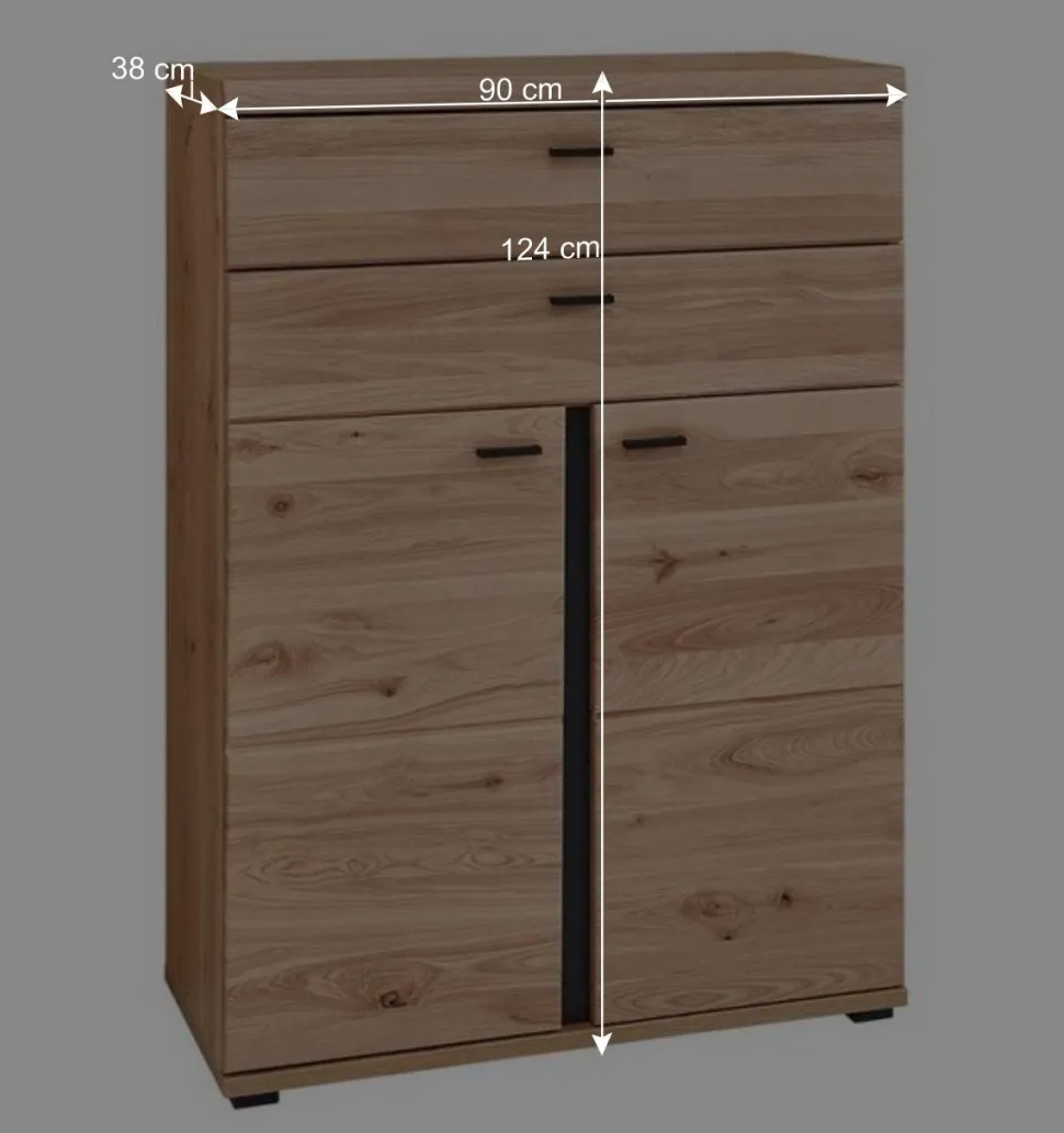 90x124x38 Teilmassiver Büroschrank modern - Emly