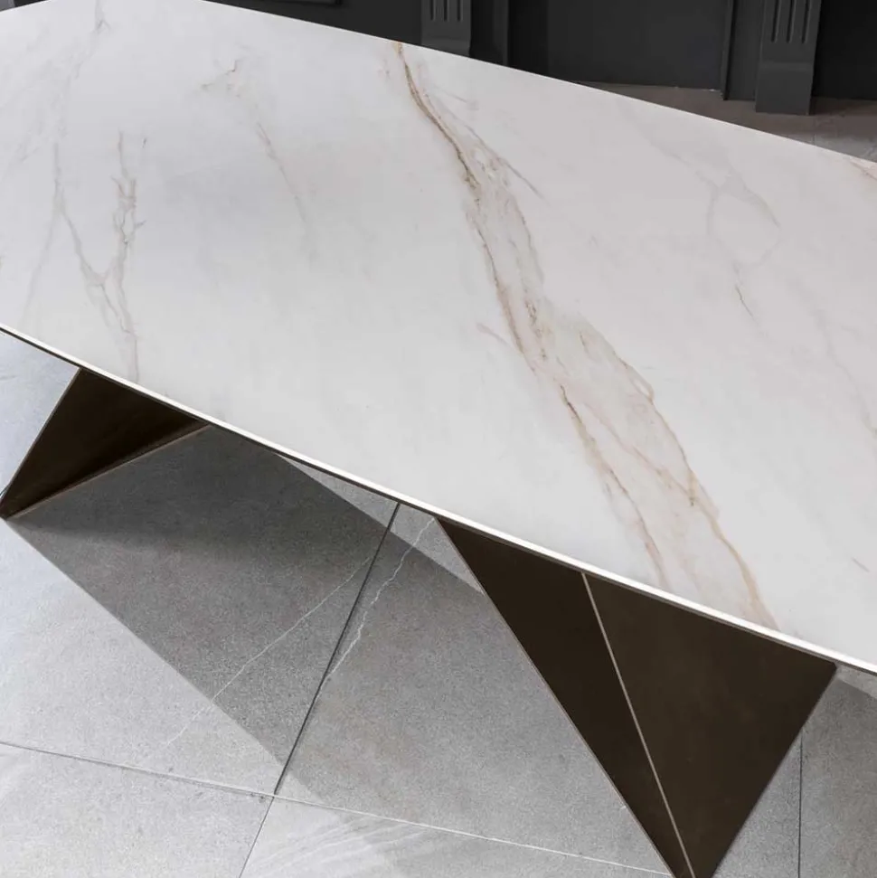 220x76x110 Tisch in Marmoroptik Keramikplatte - Vainy