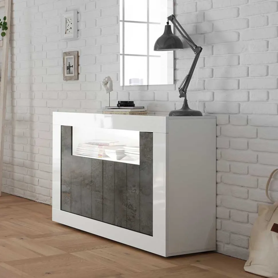 110x86x43 Türen Kommode in Grau Dekor - Voskala