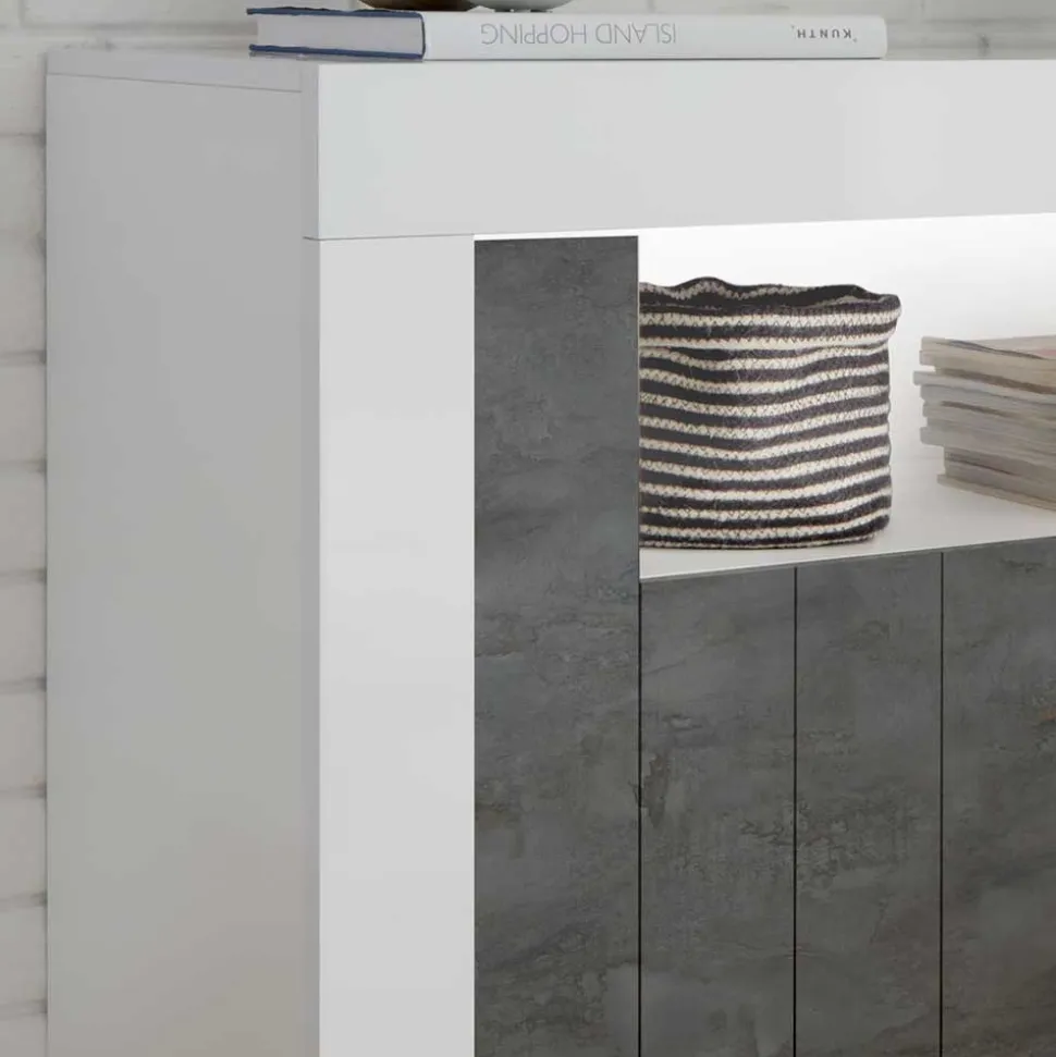 110x86x43 Türen Kommode in Grau Dekor - Voskala