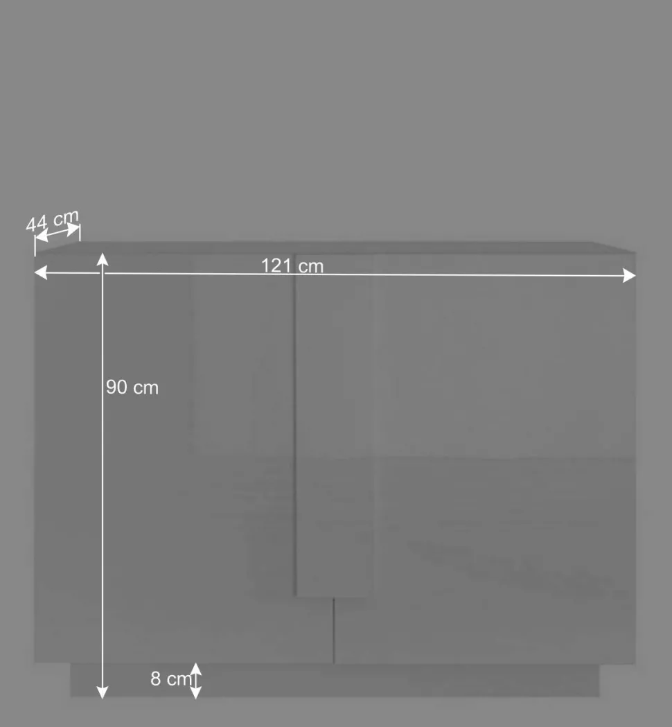 121x90x44 2-türige Kommode auf Sockel - Kerym