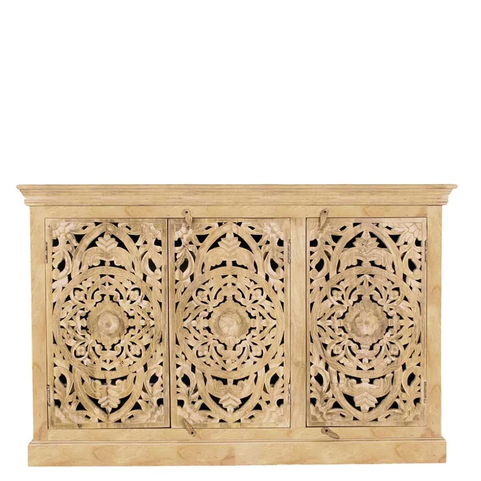 140x90x40 3-türige Kommode mit Schnitzerei - Runiasa