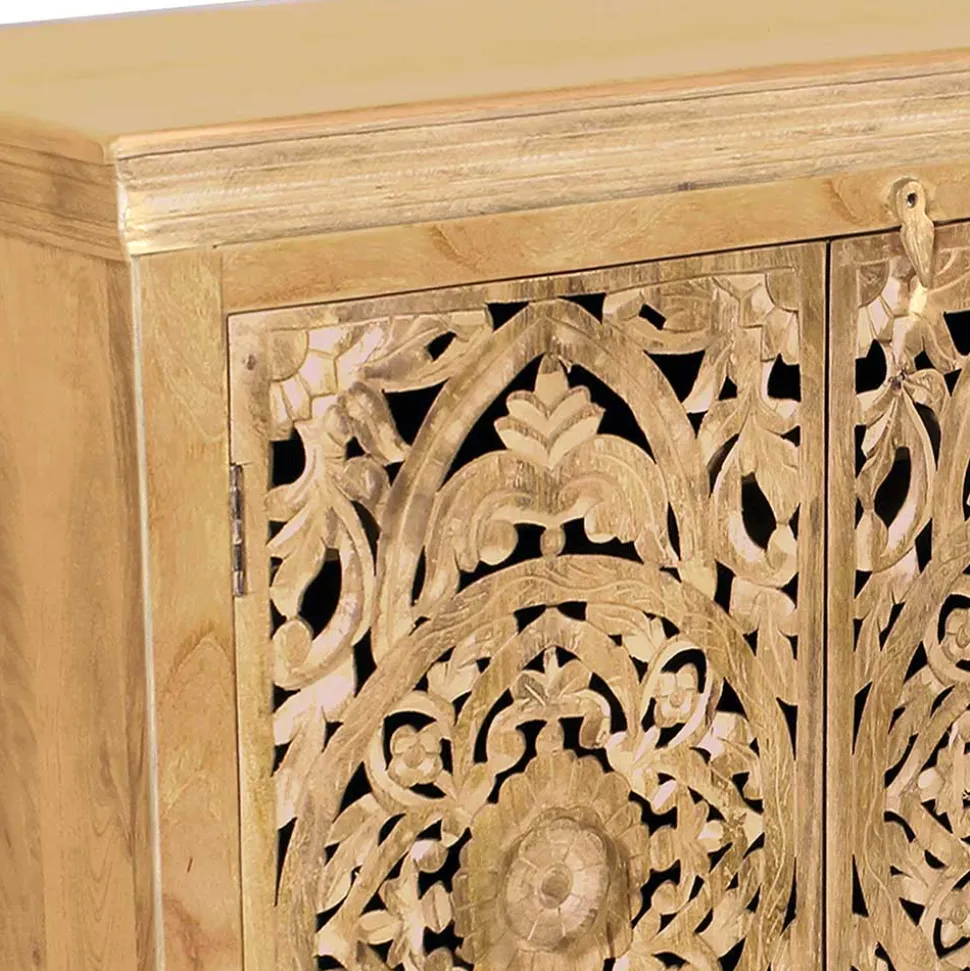 140x90x40 3-türige Kommode mit Schnitzerei - Runiasa