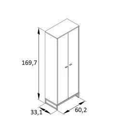 60x170x33 2-türiger Schuhschrank in Schwarz - Anderian