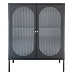 90x110x35 2-türiger Vitrinenschrank in Schwarz - Housten