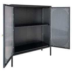 90x110x35 2-türiger Vitrinenschrank in Schwarz - Housten