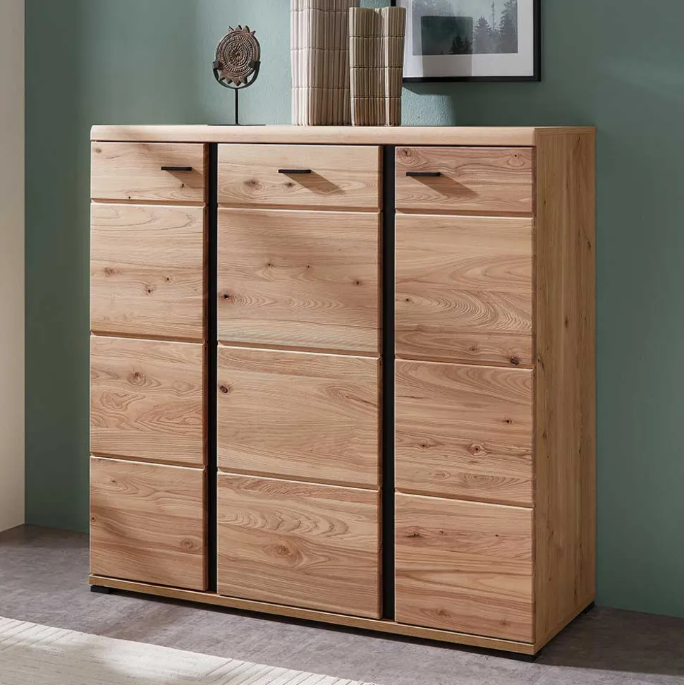 123x121x42 3-türiges Highboard teilmassiv - Latenda