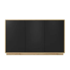 160x75x40 3-türiges Sideboard in Schwarz - Ilunas