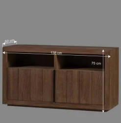 138x75x50 TV Kommode aus Teak Massivholz - Myons