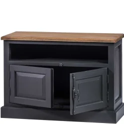 100x70x40 TV Kommode in Schwarz & Teak - Niovan