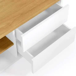 200x44x36 TV Lowboard in Weiß & Eiche - Vintilias