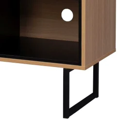 140x76x40 TV Phonoschrank in Eiche & Schwarz - Brausca