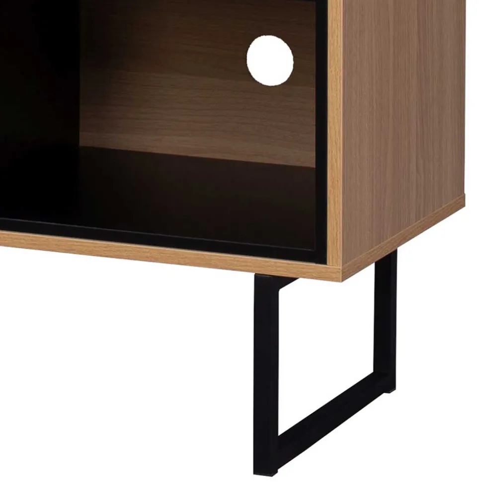 140x76x40 TV Phonoschrank in Eiche & Schwarz - Brausca