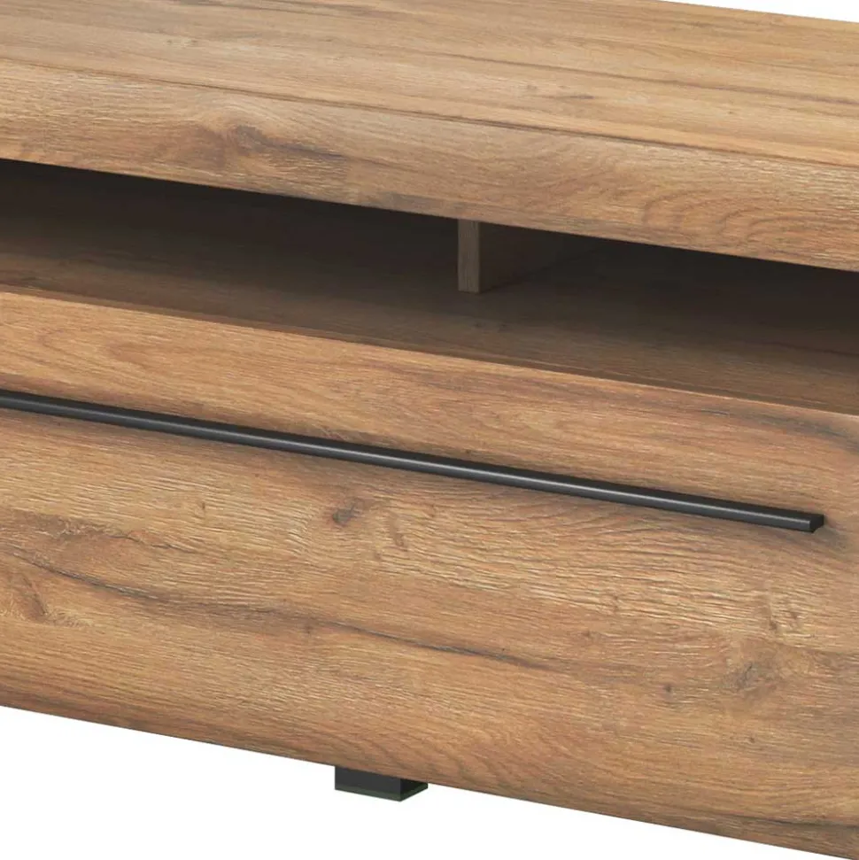 140x52x50 TV Unterschrank in Eiche Optik mit Schwarz - Aberdeen