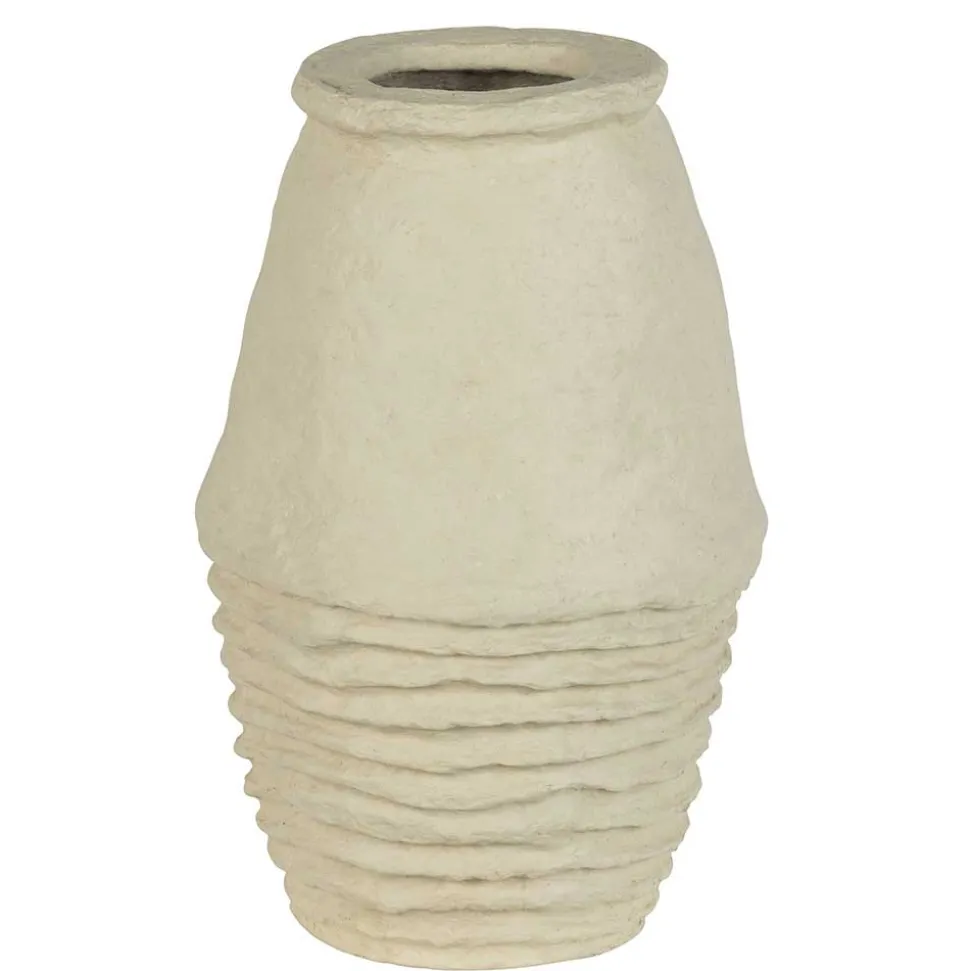 30x45x30 Vase in Cremeweiß aus Pappmasche - Valamengo