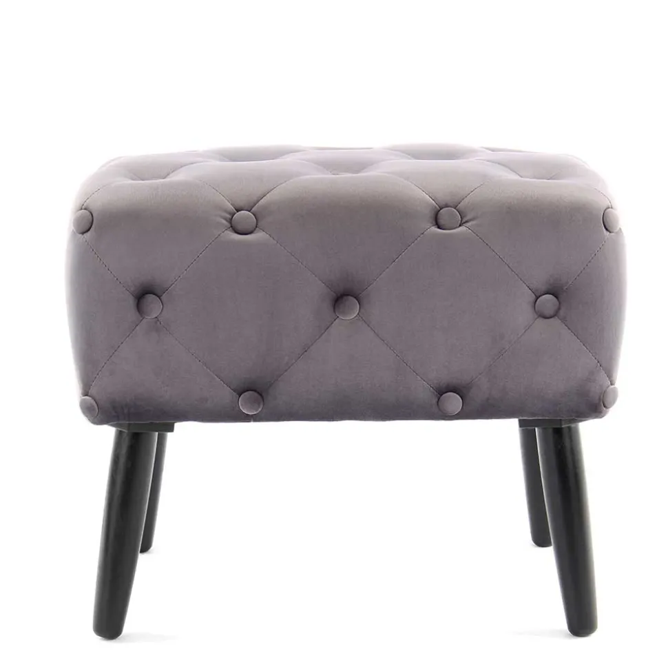 60x48x40 Vintage Design Hocker aus Samt Grau - Rino