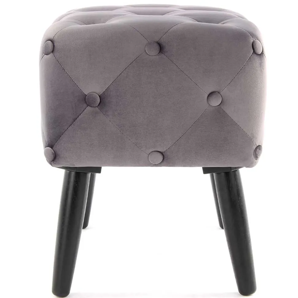 60x48x40 Vintage Design Hocker aus Samt Grau - Rino